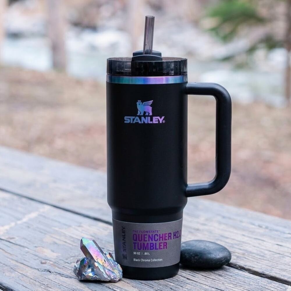 NEW Stanley 30oz Quencher H2.0 Black Chroma Tumbler Sold Out Iridescent Matte